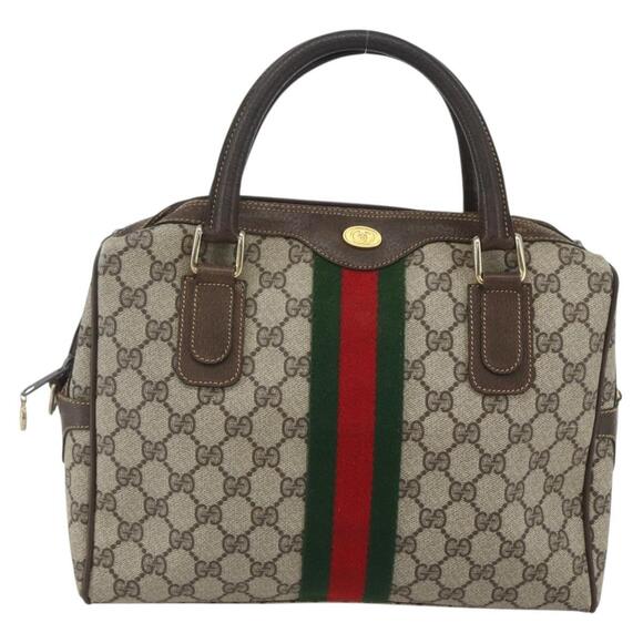 GUCCI GG Supreme Web Sherry Line Bag PVC Beige Gold 378 002 3839 Auth 151577 - Picture 13 of 16